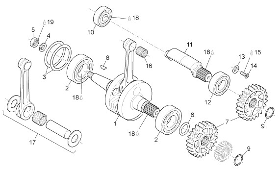 Motor Kurbelwelle - Aprilia SX 125ccm 2T LC 2008- ZD4SX000
