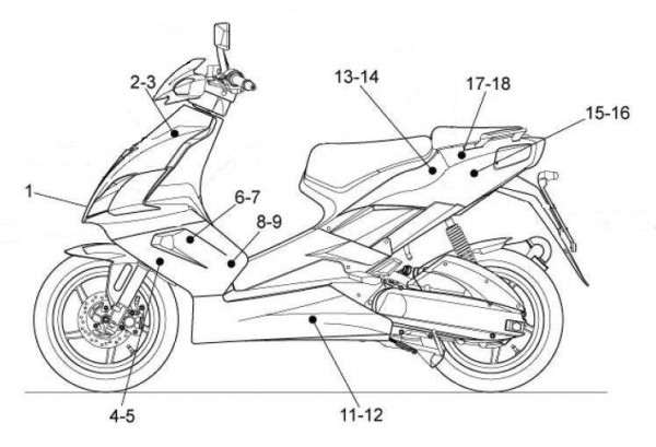 Fahrgestell Dekore 2006-2007 gelb - Aprilia SR 50ccm 2T LC 2008- ZD4VFD00