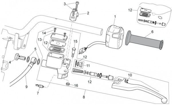 Lenker Schaltungen links - Aprilia SR 50ccm 2T LC 2014- ZD4VFD00