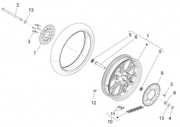 Radaufhängung Hinterrad - Aprilia SX 50ccm 2T LC 2016- ZD4PV