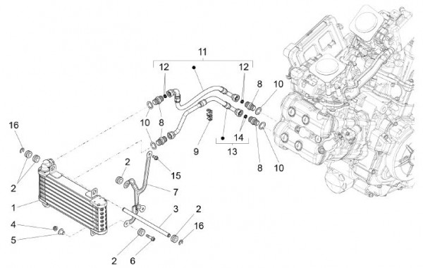 Fahrgestell Ölkühler - Aprilia Caponord 1200ccm 4T 8V LC 2013- ZD4VK
