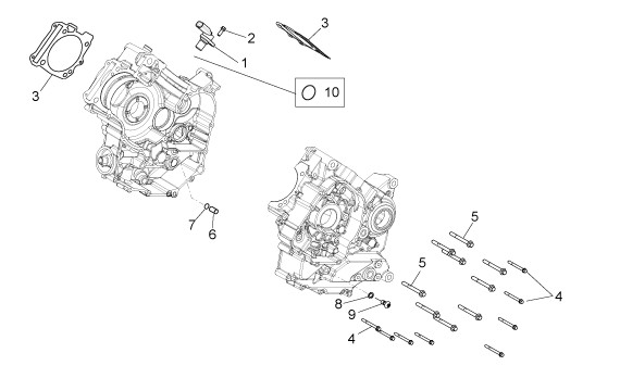 Motor Kurbelgehäuse II - Aprilia Dorsoduro 750ccm 4T LC 2008- ZD4SM000