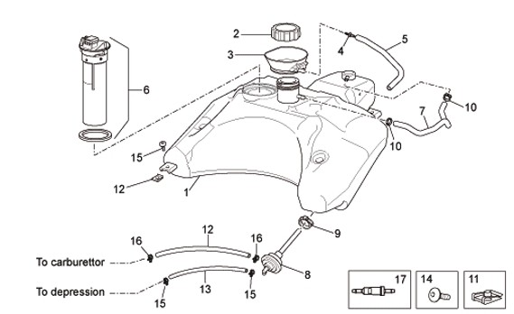 Fahrgestell Benzintank - Aprilia SR 50ccm 2T LC 2010- ZD4VFD00