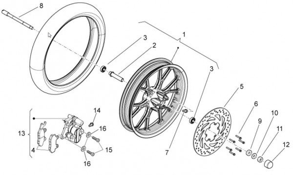 Radaufhängung Vorderrad - Aprilia SX 50ccm 2T LC 2016- ZD4PVL