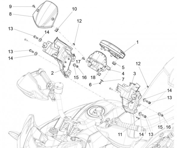 Lenker Cockpitinstrumente - Aprilia Caponord 1200ccm 4T 8V LC 2016- ZD4VKA01