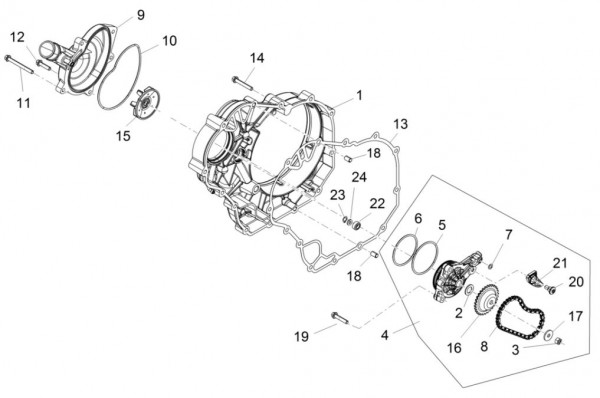 Motor Wasserpumpe - Aprilia Caponord Rally 1200ccm 4T 8V LC 2015- ZD4VKB001