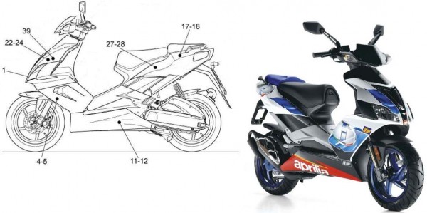 Fahrgestell Dekore 2006 Replica white - Aprilia SR 50ccm 2T LC 2008- ZD4VFD00