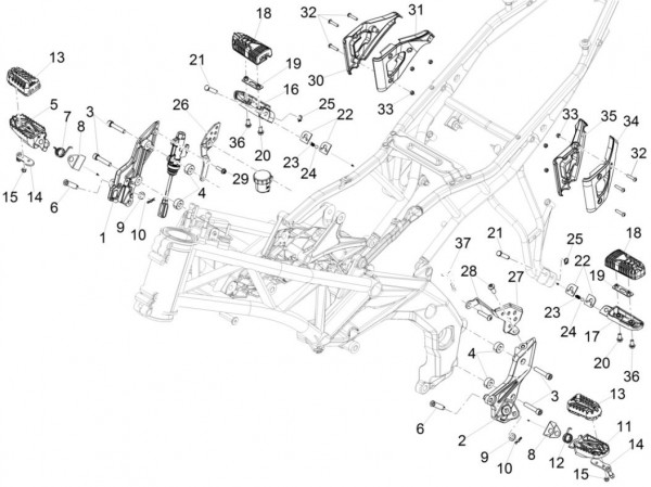 Fahrgestell Fußrasten - Aprilia Caponord Rally 1200ccm 4T 8V LC 2015- ZD4VKB003