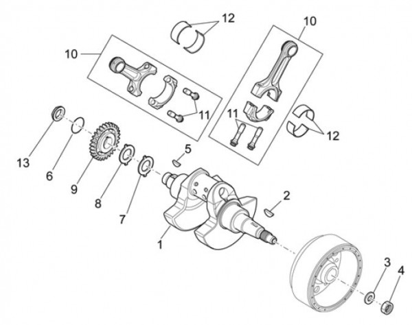 Motor Kurbelwelle - Aprilia SXV 450ccm 4T LC 2011- ZD4VSU40
