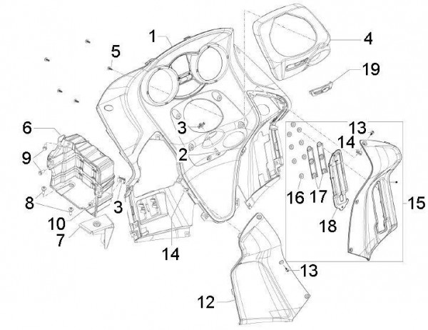 Fahrgestell Beinschild innen - Aprilia SRV 850ccm 4T 8V LC 2012- ZAPM55103