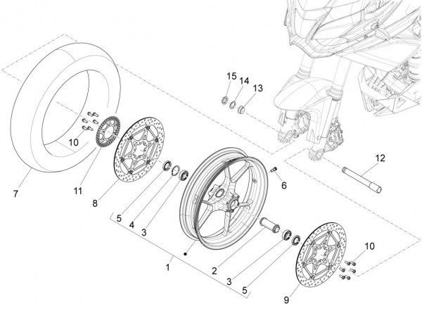 Radaufhängung Vorderrad - Aprilia Caponord 1200ccm 4T 8V LC 2016- ZD4VK001