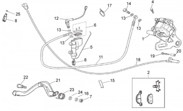 Bowdenzüge Fußbremspedal - Aprilia SX 50ccm 2T LC 2011- ZD4PVG01