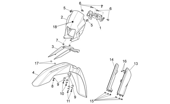 Fahrgestell Kotflügel - Aprilia SXV 450ccm 4T LC 2006- ZD4VSR