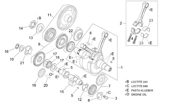 Motor Kurbelwelle I - Aprilia Tuono 1000ccm 4T LC 2007- ZD4RPB