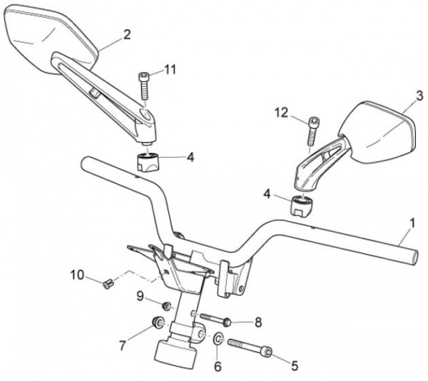 Lenker Rückspiegel - Aprilia SR 50ccm 2T LC 2012- ZD4VFD00
