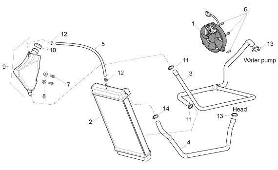 Fahrgestell Kühler - Aprilia Atlantic 500ccm 4T LC 2008- ZD4VL