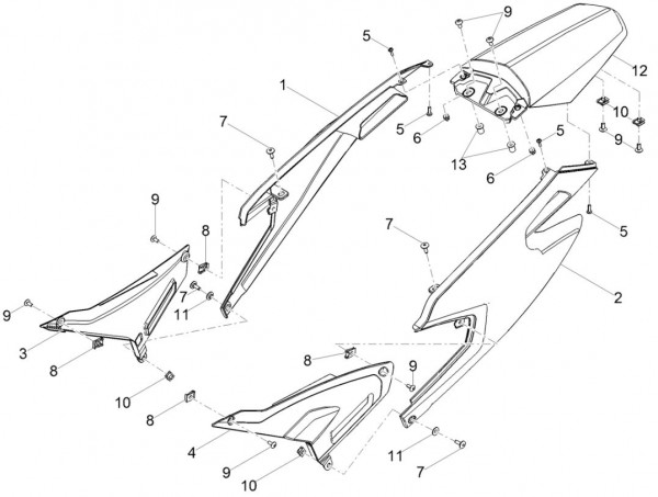 Fahrgestell Seitenverkleidungen - Aprilia SX 50ccm 2T LC 2018- ZD4KKB03