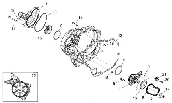 Motor Wasserpumpe - Aprilia Dorsoduro 1200ccm 4T LC 2010- ZD4TV