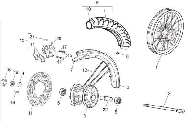 Radaufhängung Vorderrad - Aprilia SX 50ccm 2T LC 2011- ZD4PVG01