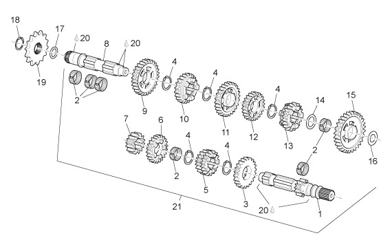 Motor Getriebe - Aprilia SX 125ccm 2T LC 2008- ZD4SXA00