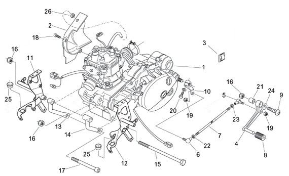 Motor Motor - Aprilia Tuono 125ccm 2T LC 2004- ZD4SFD