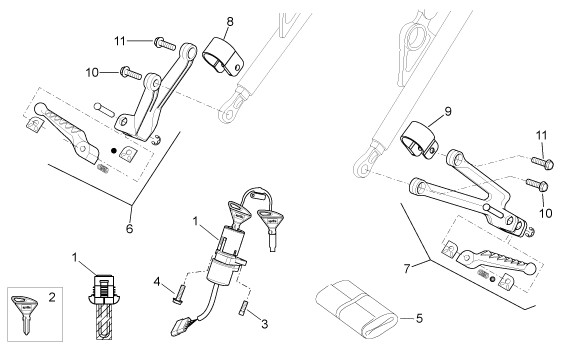 Elektrische Anlage Schloßsatz - Aprilia SXV 450ccm 4T LC 2007- ZD4VSR