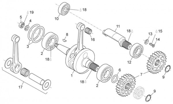 Motor Kurbelwelle - Aprilia SX 125ccm 2T LC 2011- ZD4SXA00