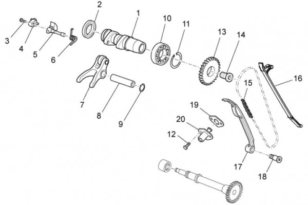 Motor Zylindersteuerung vorn - Aprilia SXV 450ccm 4T LC 2009- ZD4VSR