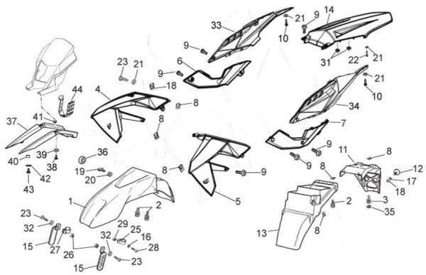 Fahrgestell Verkleidungen - Aprilia SX 50ccm 2T LC 2009- ZD4PV