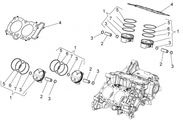 Motor Zylinder - Aprilia Tuono V4 1100ccm 4T LC 2017- ZD4KGA00
