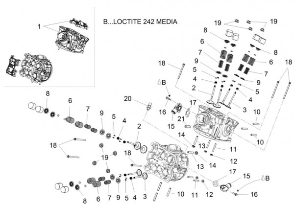 Motor Zylinderkopf - Aprilia Caponord Rally 1200ccm 4T 8V LC 2015- ZD4VKB003