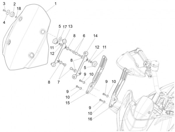 Fahrgestell Wetterschutzscheibe - Aprilia Caponord Rally 1200ccm 4T 8V LC 2015- ZD4VKB001