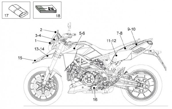 Fahrgestell Dekore - Aprilia Dorsoduro 1200ccm 4T LC 2010- ZD4TV