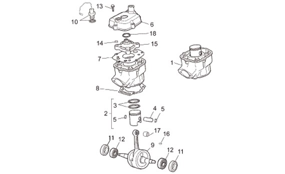 Motor Zylinder - Aprilia SX 50ccm 2T LC 2006- ZD4PV