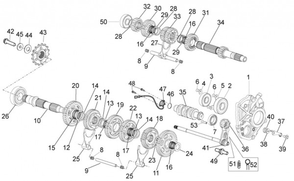 Motor Schaltgetriebe - Aprilia Tuono V4 1100ccm 4T LC 2015- ZD4TYG00