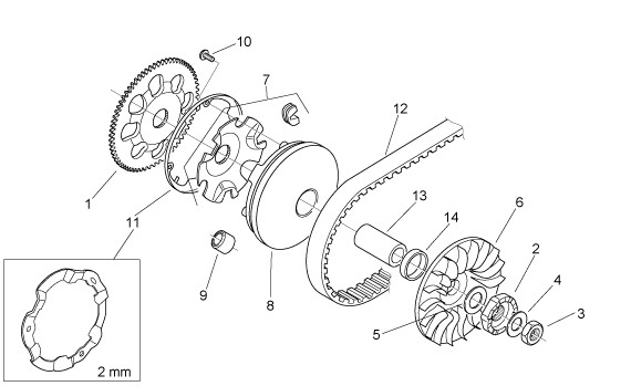Motor treibende Riemenscheibe - Aprilia SR 50ccm 2T AC 2002- ZD4RLA