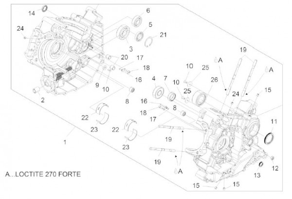 Motor Kurbelgehäuse - Aprilia Caponord 1200ccm 4T 8V LC 2013- ZD4VK