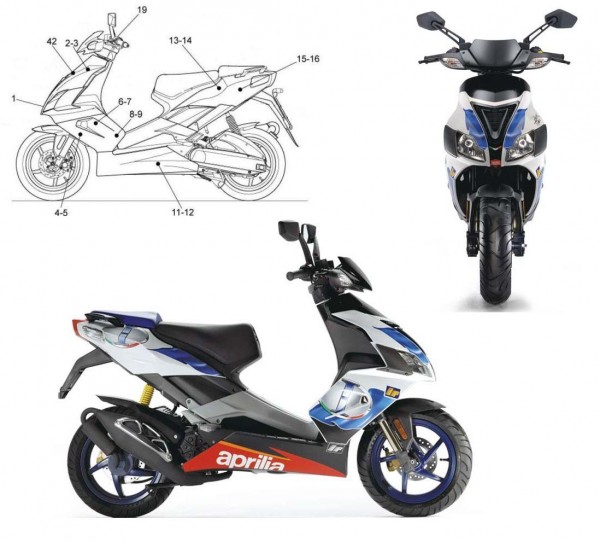 Fahrgestell Dekore 2008 Aprilia white - Aprilia SR 50ccm 2T LC 2009- ZD4VFD00