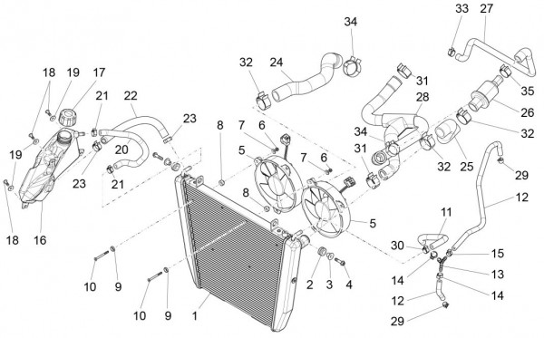 Fahrgestell Kühler - Aprilia Caponord 1200ccm 4T 8V LC 2016- ZD4VKA01