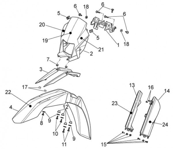 Fahrgestell Kotflügel - Aprilia SXV 550ccm 4T LC 2009- ZD4VSS