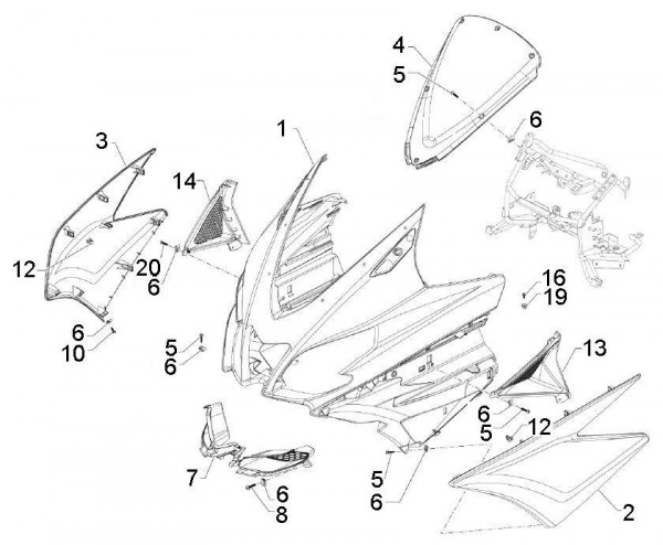Fahrgestell Frontschild - Aprilia SRV 850ccm 4T 8V LC 2012- ZAPM55103