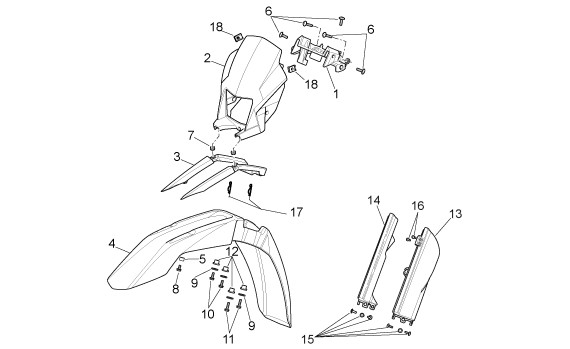 Fahrgestell Kotflügel - Aprilia SXV 450ccm 4T LC 2009- ZD4VSR