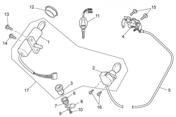 Elektrische Anlage Schloßsatz - Aprilia SR 50ccm 2T LC 2013- ZD4VFD00