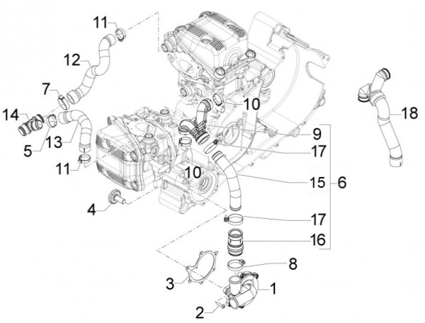 Motor Wasserpumpe - Aprilia SRV 850ccm 4T 8V LC 2013- ZAPM55104