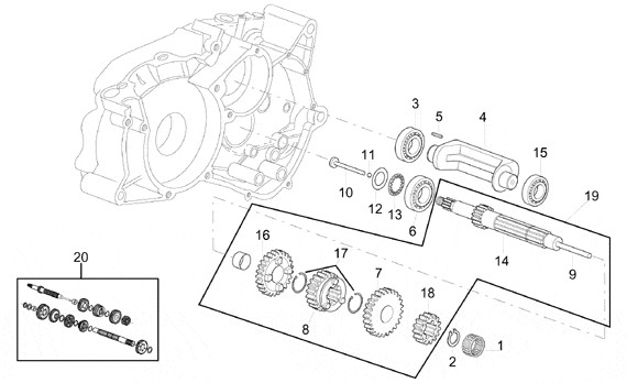 Motor Hauptwelle 5-Gang - Aprilia Classic 50ccm 2T LC 1993- ZD4LP