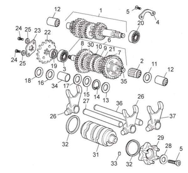 Motor Schaltgetriebe - Aprilia SX 50ccm 2T LC 2014- ZD4PVL