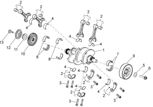 Motor Kurbelwelle - Aprilia Tuono V4 R 1000ccm 4T LC 2011- ZD4TY000