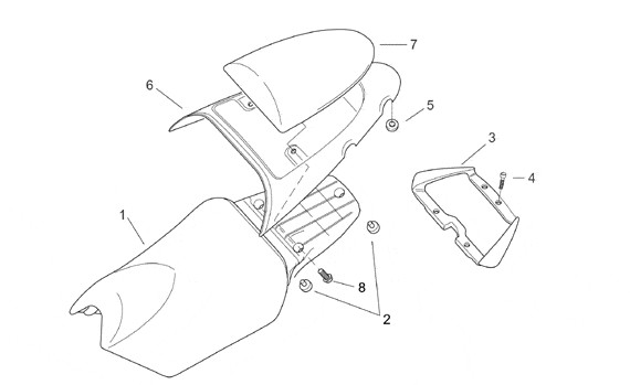 Fahrgestell Sitz - Aprilia SR 50ccm 2T AC 2001- ZD4RLA