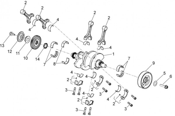 Motor Kurbelwelle - Aprilia Tuono V4 1100ccm 4T LC 2015- ZD4TYG00