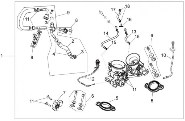 Motor Drosselklappengehäuse - Aprilia SXV 550ccm 4T LC 2013- ZD4VSU51